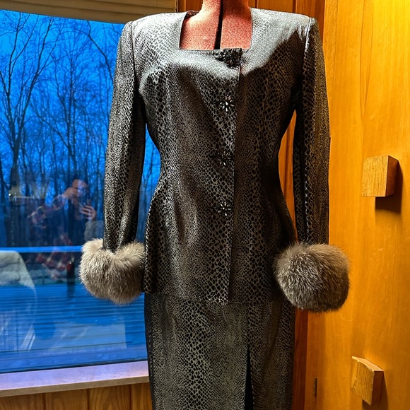 SOLINI New York Elegant Cache Evening Suit Snakeskin Black Metallic Silver 4 - Picture 1 of 16